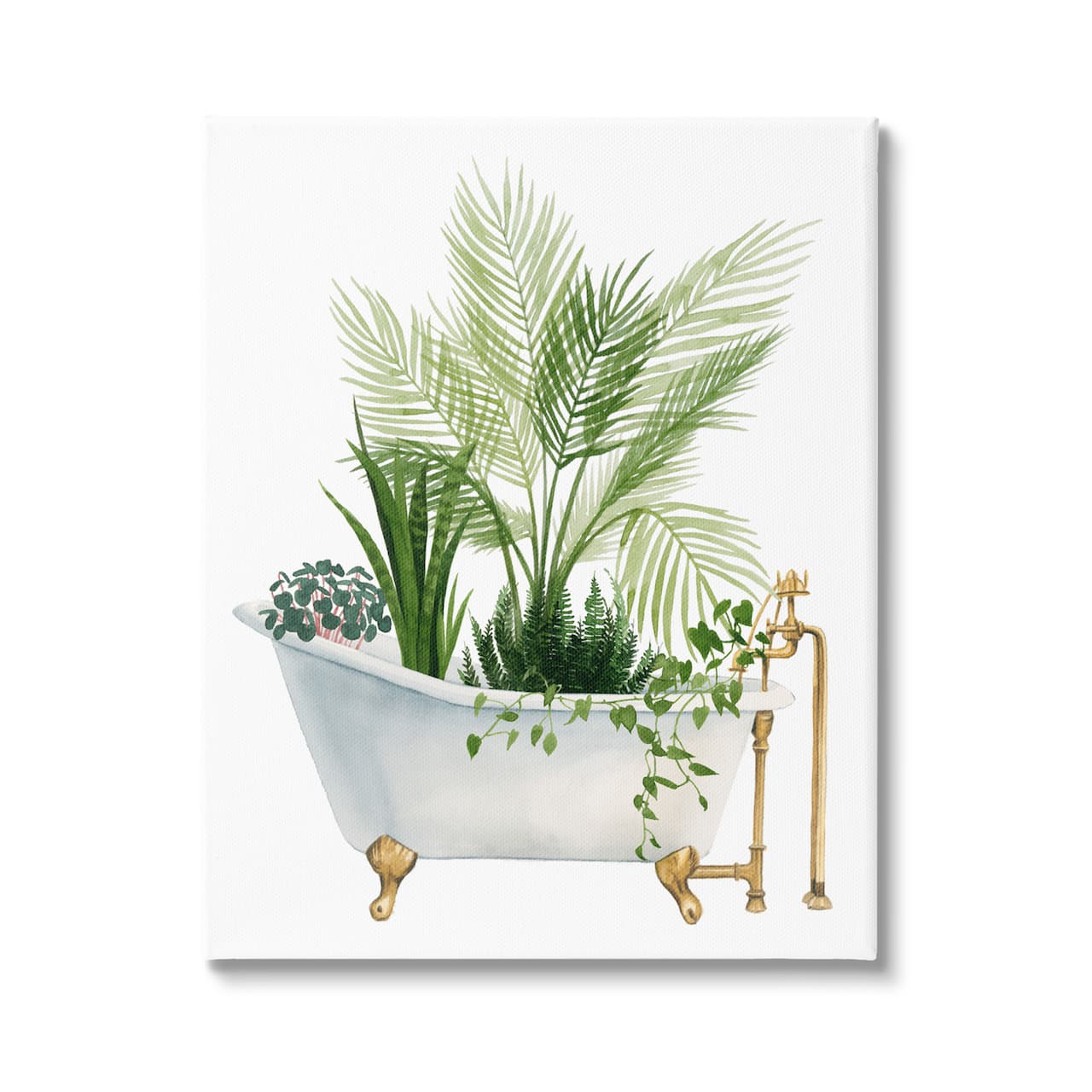 Stupell Industries Various Plants Greenery Vintage Tub Canvas Wall Art